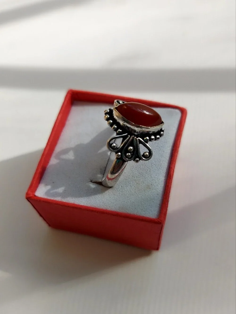 Handcrafted Ladies Carnelian Marquis Butterfly Ring  (10.25)
